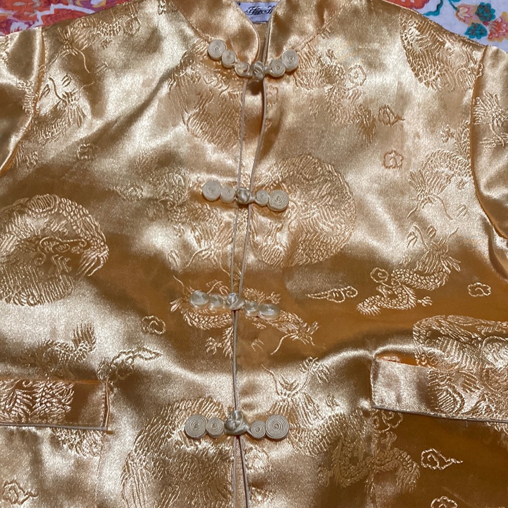 Toddler geisha pajamas outfit gold yhsk. Dragon